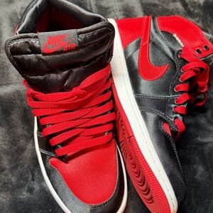 Jordan Men's Black and Red High-Top Sneakers